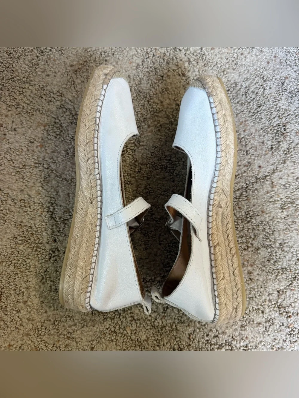 FABIOLAS Classy Buckle White MaryJane Low Heel Espadrilles  EU Sz 41 / US 10
